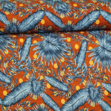 Cotton Viscose - Dots and Some Leaves