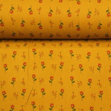 Hydrofiel Stof - Roses Dark Ocher 