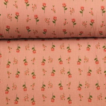 Hydrofiel Stof - Roses Vintage Pink
