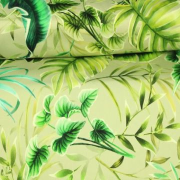 Stretch Katoen - Tropical Leafs 