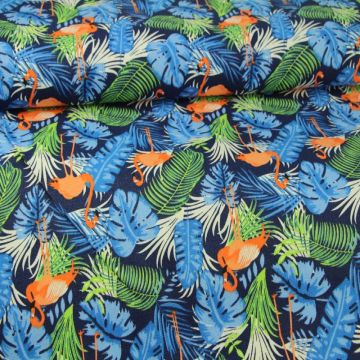 Flamingo on Dark Blue