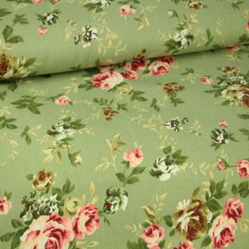 English Roses on Vintage Green