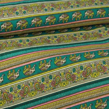 Indian Elephant and Paisley on Turquoise