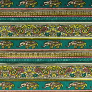 Indian Elephant and Paisley on Turquoise