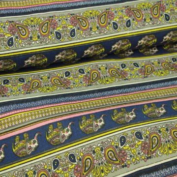 Indian Elephant and Paisley on Navy