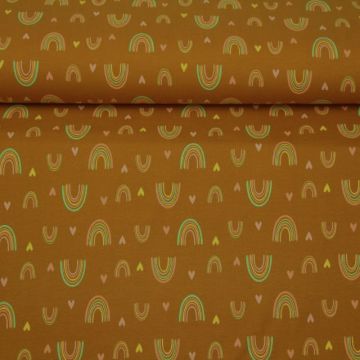 Katoenen Tricot - Love For Rainbows Dark Ocher 