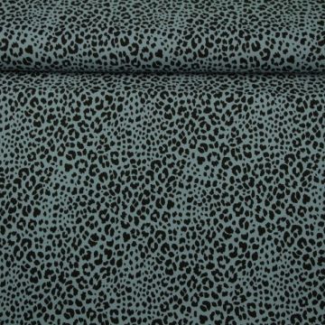 Katoenen Tricot - Cheetah Spots Light Steelblue