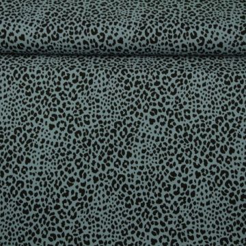 Katoenen Tricot - Cheetah Spots Light Steelblue