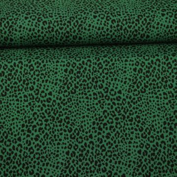 Katoenen Tricot - Cheetah Spots Dark Green
