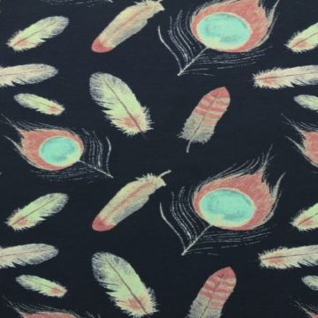 Katoenen Tricot - Feather Mix Navy