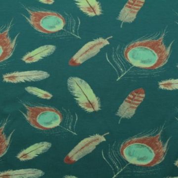 Katoenen Tricot - Feather Mix Dark Petrol