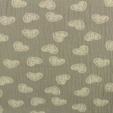 Hydrofiel Doek Scratched hearts on Grey