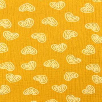 Scratched hearts on Ocher