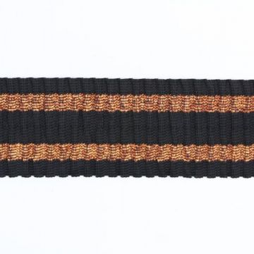 Elastiek - Ripple - Black/Bronze Stripes - 60 mm