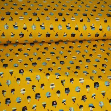 Katoen -Little Sailor on Yellow