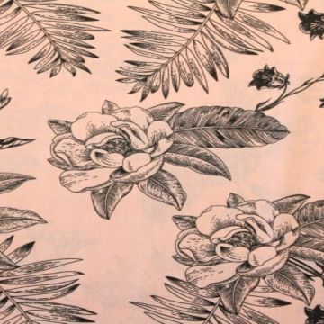 Viscose - Peony and Climbing Flowers Old Pink