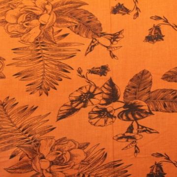 Viscose - Peony and Climbing Flowers Orange/Rusty