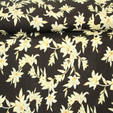 Viscose - Lovely Lillies Black/Orange