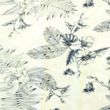 Viscose - Peony and Climbing Flowers White