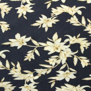 Viscose - Lovely Lillies Navy/Caramel