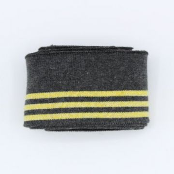 Manchetten Band / Boordstof - Grey/Yellow Stripes