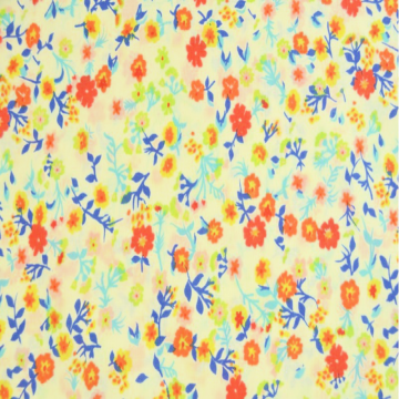 Katoen - Garden Flowers - Blue/Lime
