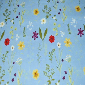 Katoen - Picking Flowers - Light Blue