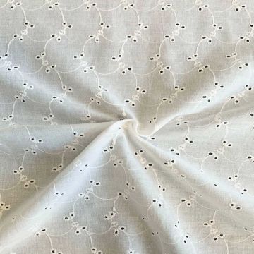 Broderie Katoen - French Cottage Flowers - Off White