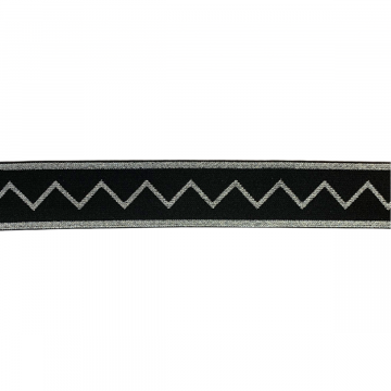 Elastiek - Glitter and Glamour 40 mm - Zigzag Silver