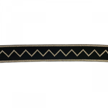 Elastiek - Glitter Glamour 40 mm - Zigzag Gold