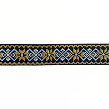 Luxe Tassenband - Snowflake - Ocher/Black/White