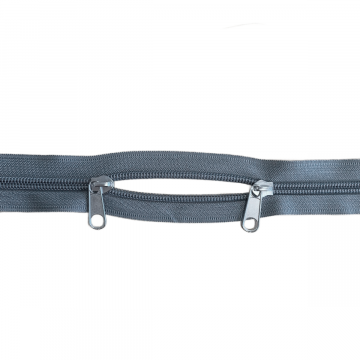 Rits met 2 Schuivers - 60cm - Niet Deelbaar - Grey/Silver