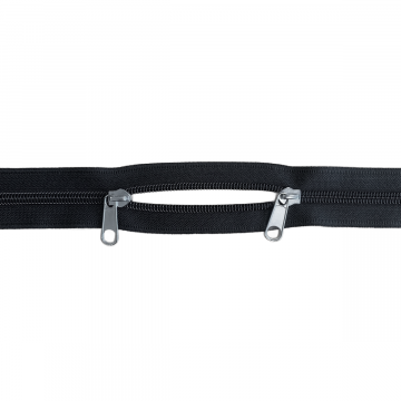 Rits met 2 Schuivers - 80cm - Niet Deelbaar - Black/Silver