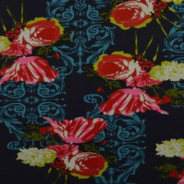 Linnenlook Katoen - Navy Barok Roses