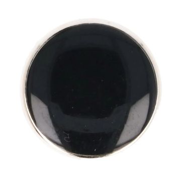 Knoop Milward - dot zilveren rand zwart 15mm - 4 stuks