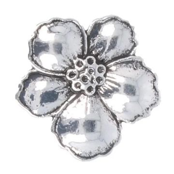Knoop Milward - bloem antiek zilver 10 stuks - 15mm