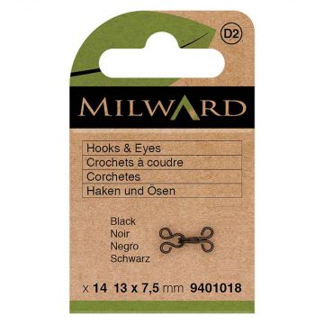Milward - Haken en Ogen - 13x7.5mm - Zwart