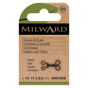 Milward - Haken en Ogen - 17x9.5mm - Zwart