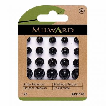 Milward - Drukknopen aannaaibaar - assortiment Zwart