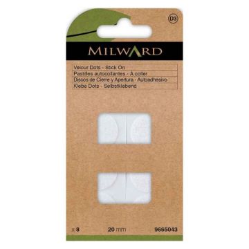 Milward - Klittenband Zelfklevend Rond Wit - 20mm