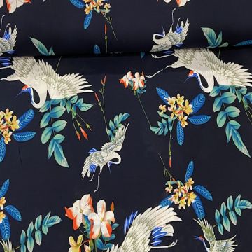 Viscose - Navy Paradise Birds