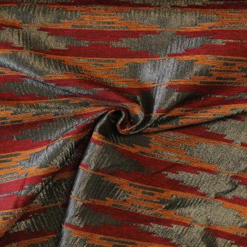 jacquard gobelin - Graphic Blocks Silver/Bordeaux/Rusty