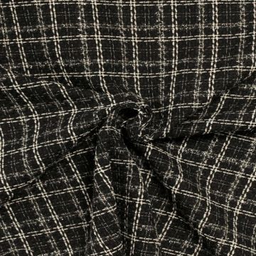 bouclé -  Ruit Zwart/Wit/Transparant sparkle 