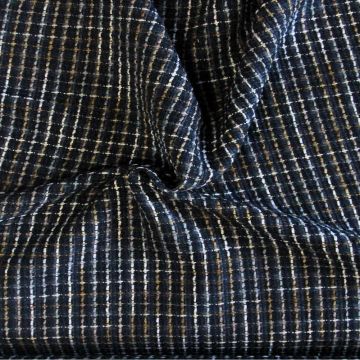 Bouclé - Ruitje Zwart/Blauw/Camel