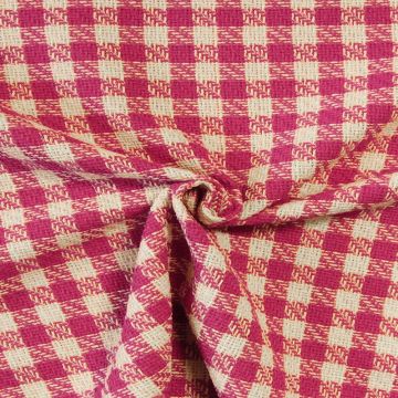 bouclé - Ruitje Fuchsia/Wit