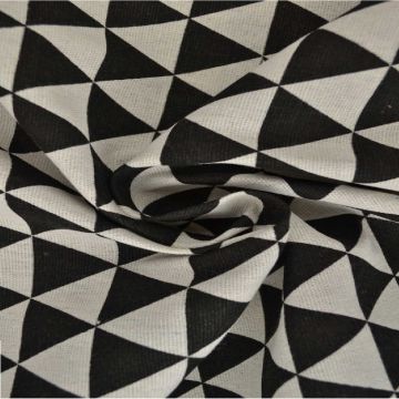 Katoen Canvas - Triangles White/Black