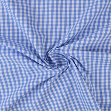 Blousestof - Ruitje Zacht Blauw