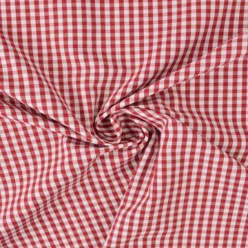 Blousestof - Mini Ruit Donker Rood