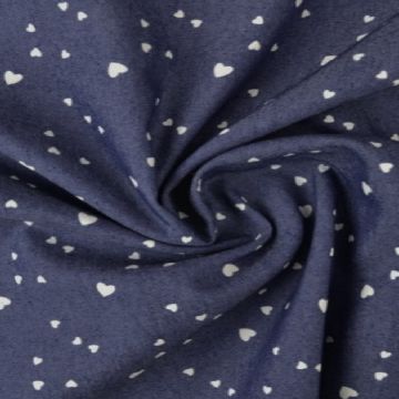 Chambray - Tiny White Hearts on Dark Blue
