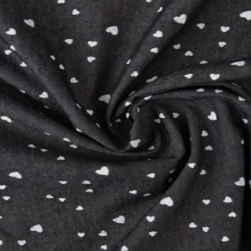 Chambray - Tiny White Hearts on Black